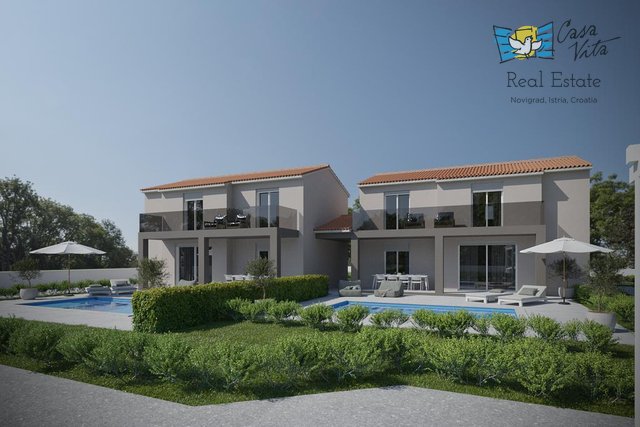 Una casa bifamiliare con piscina in costruzione, a 5 km dal centro di Parenzo!