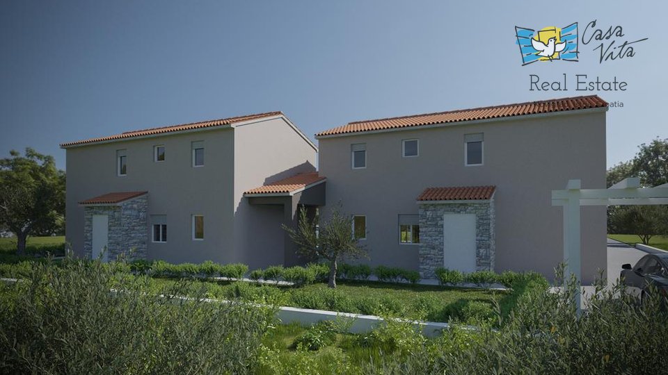 Una casa bifamiliare con piscina in costruzione, a 5 km dal centro di Parenzo!