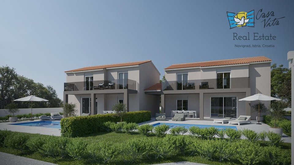 Casa bifamiliare con piscina in costruzione, a 5 km dal centro di Parenzo!