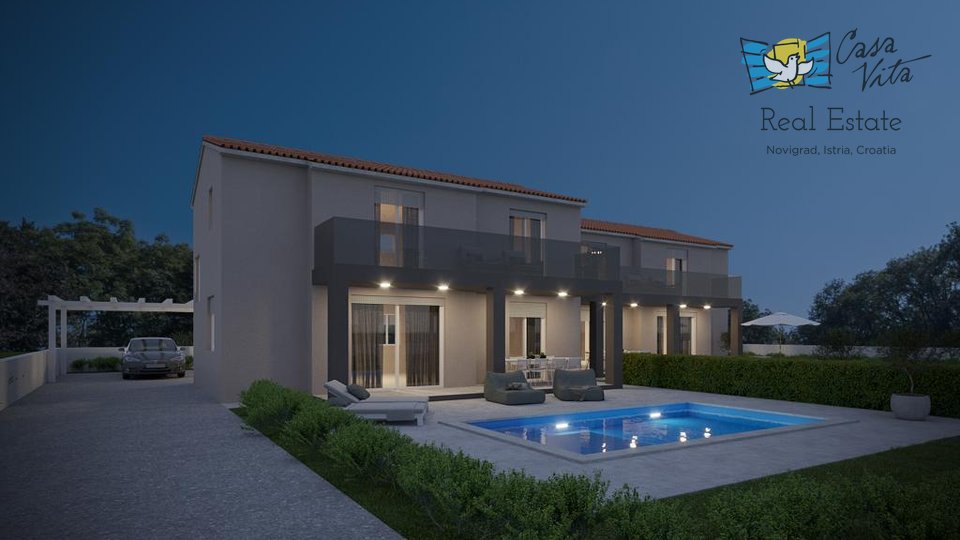 Semi-detached house with swimming pool under construction, 5 km from the center of Poreč!