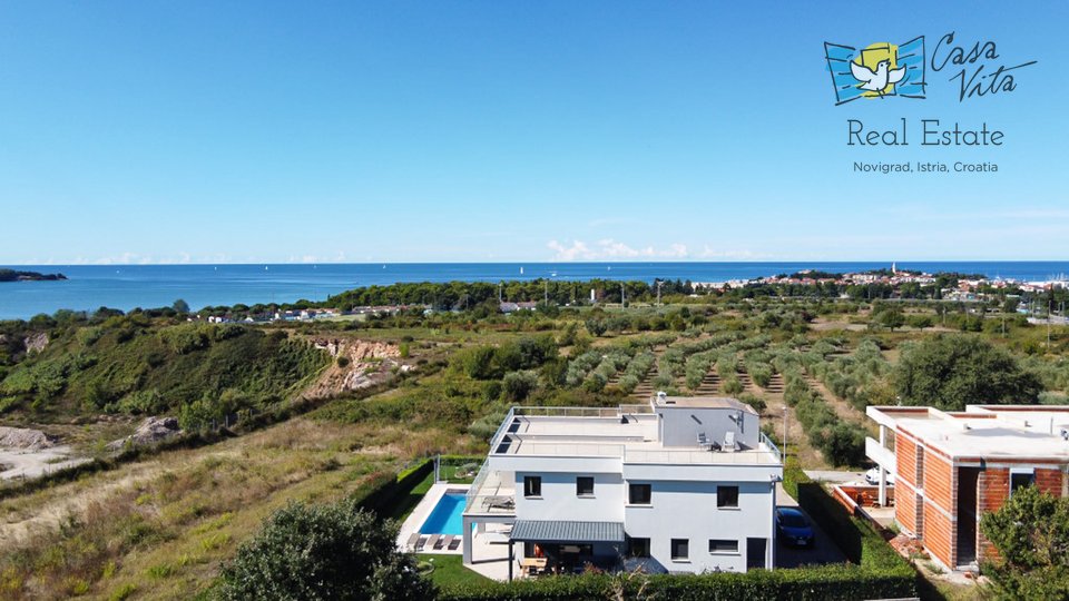 Schönes Haus mit Panoramablick auf das Meer und die Stadt Novigrad - 500 m vom Meer entfernt!