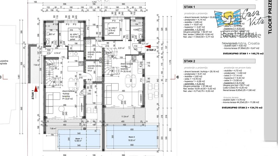 Novigrad - Haus im Bau 800 m vom Meer entfernt!